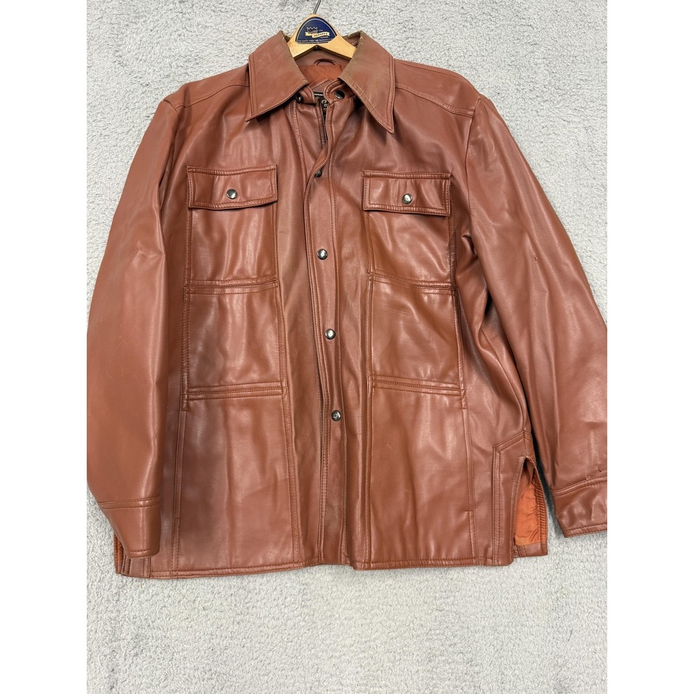 Vintage Caribu Jacket Mens Large Faux Leather Briarcliff Retro‎ Korea 70s 80s